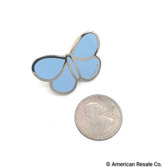 Vintage COACH Light Blue Enamel Butterfly Lapel Pin Brooch Purse Backpack Charm - Picture 3 of 6